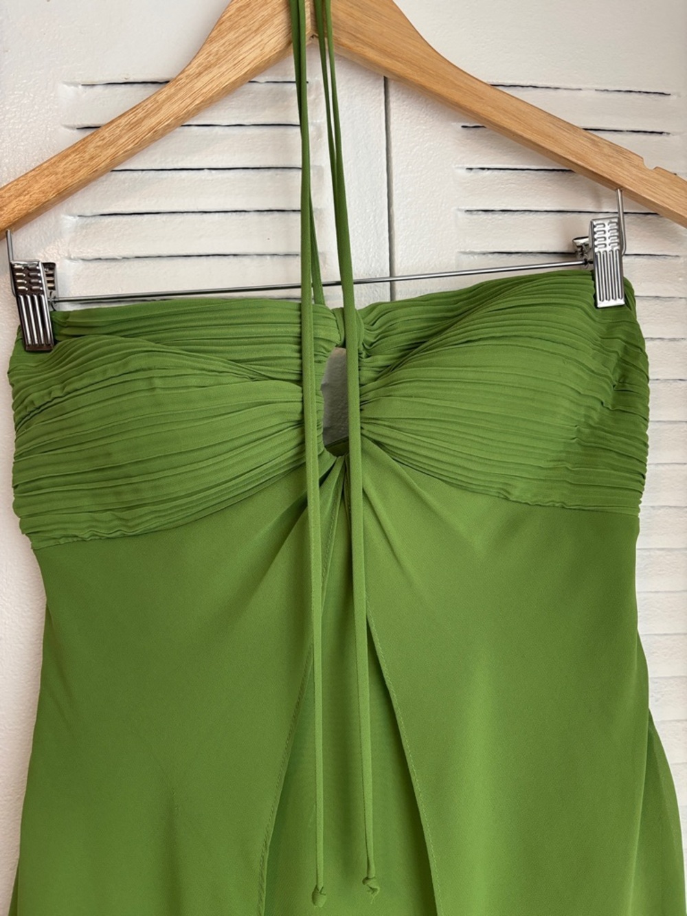 Joseph Ribkoff  Size 6 Green Halter Dress | Elegant Draped Chiffon Midi 💚 - Picture 3 of 12